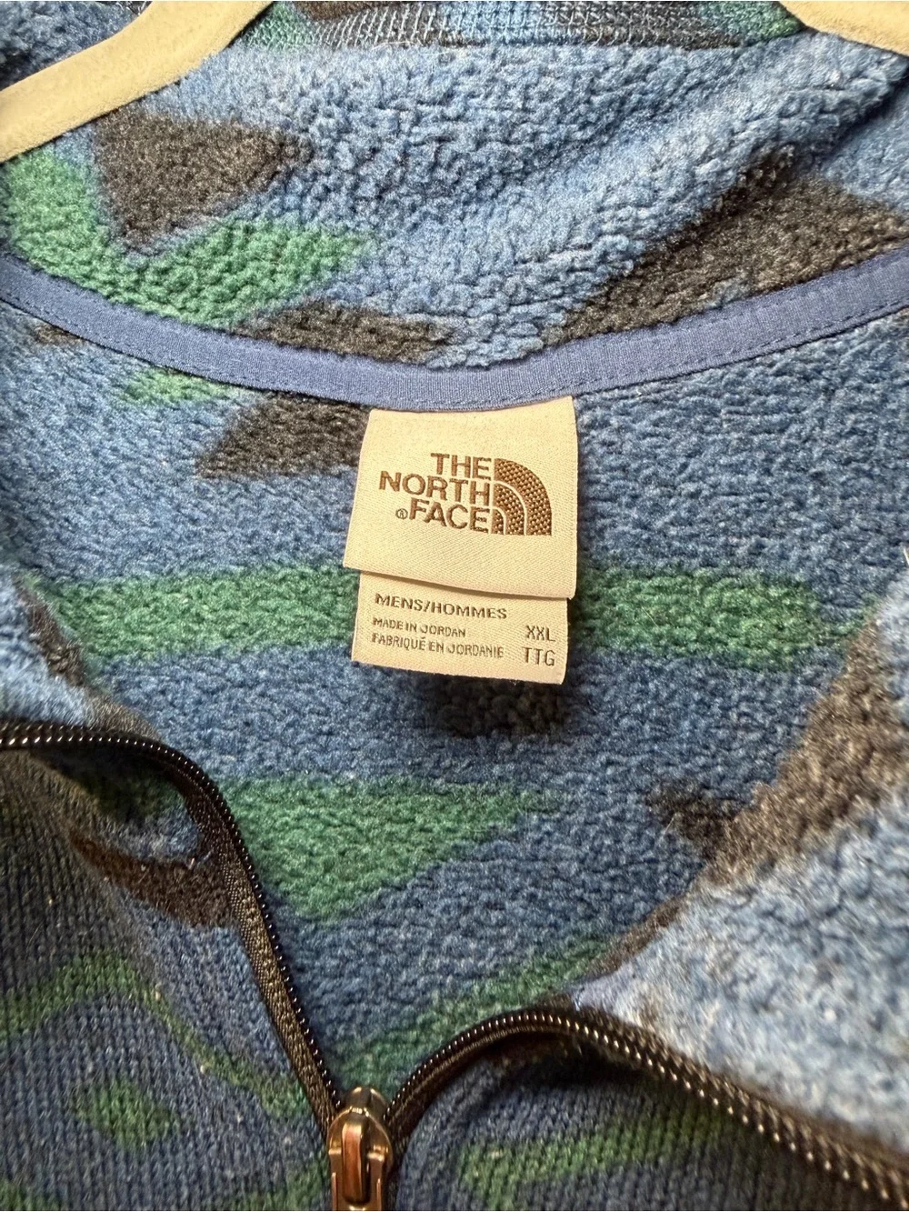 The North Face Men's Blue, Green & Black Patterned Quarter-Zip Fleece